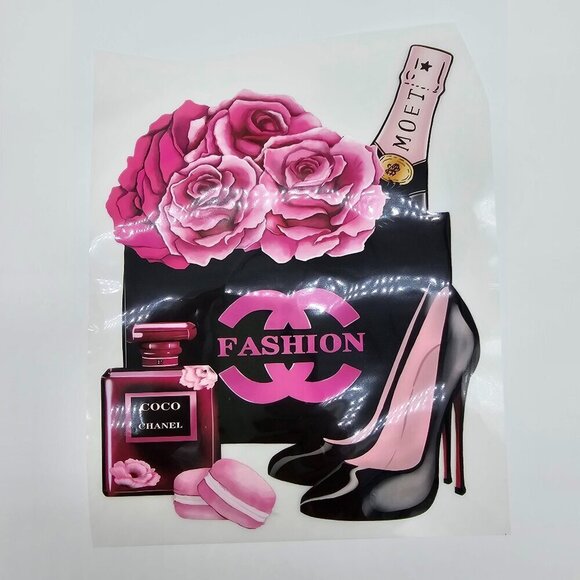 Custom Canvas Tote Bag, Large Size - Pink Girly Theme, Cream Tote - Picture 2 of 14